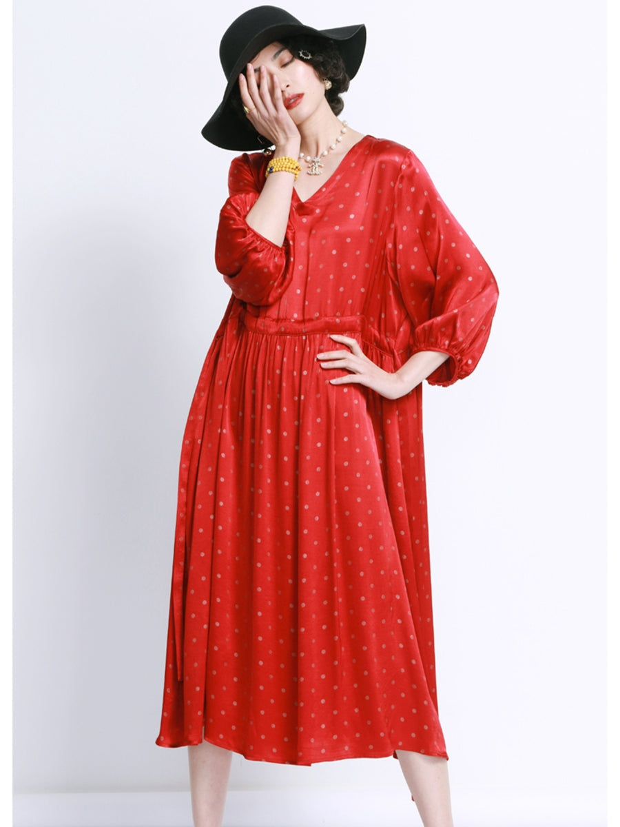 Elegant Black Polka Dot Maxi Dress with Cinched Waist - Image 10