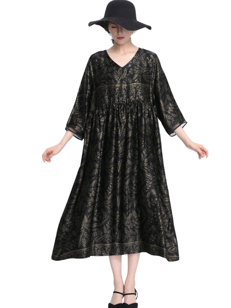 Elegant Black and Gold Floral Maxi Dress - Image 14