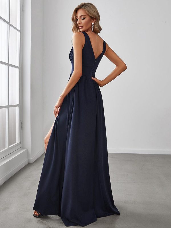 A Line Sleeveless Bridesmaid Dresses with Deep V Neck - Elegant and Stylish - Image 8
