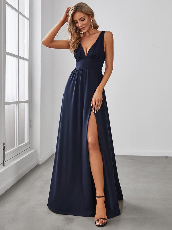 A Line Sleeveless Bridesmaid Dresses with Deep V Neck - Elegant and Stylish - Image 10