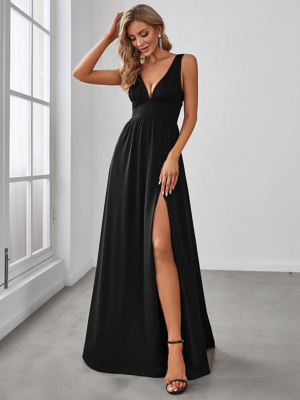 A Line Sleeveless Bridesmaid Dresses with Deep V Neck - Elegant and Stylish - Image 12