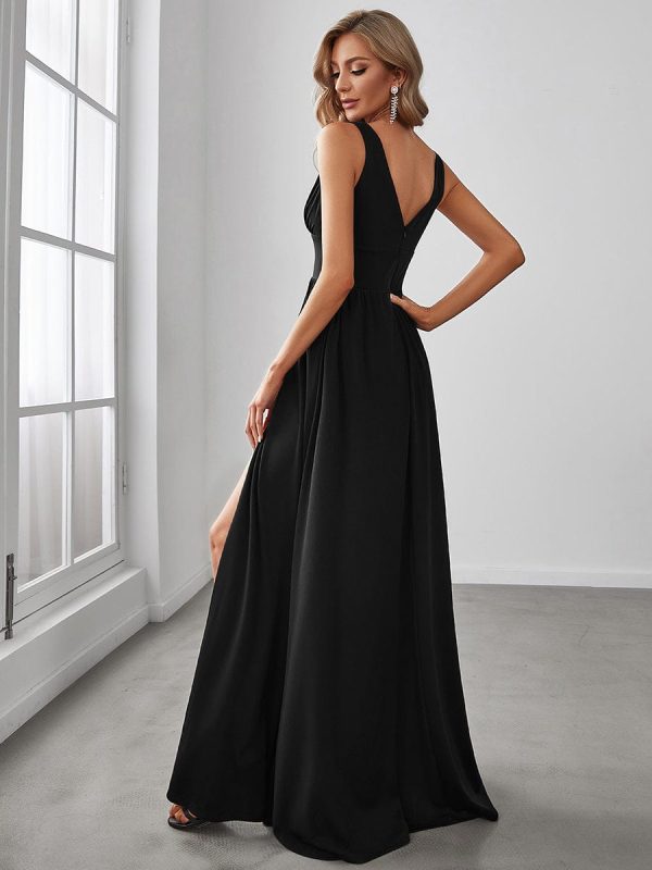 A Line Sleeveless Bridesmaid Dresses with Deep V Neck - Elegant and Stylish - Image 13