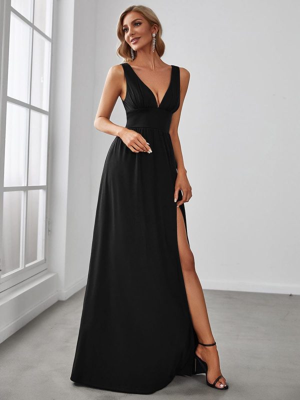 A Line Sleeveless Bridesmaid Dresses with Deep V Neck - Elegant and Stylish - Image 14