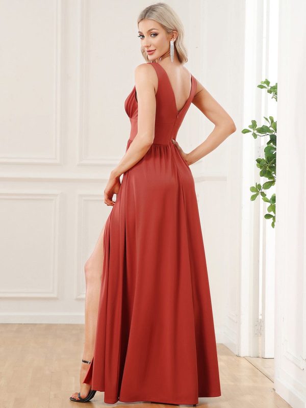 A Line Sleeveless Bridesmaid Dresses with Deep V Neck - Elegant and Stylish - Image 18