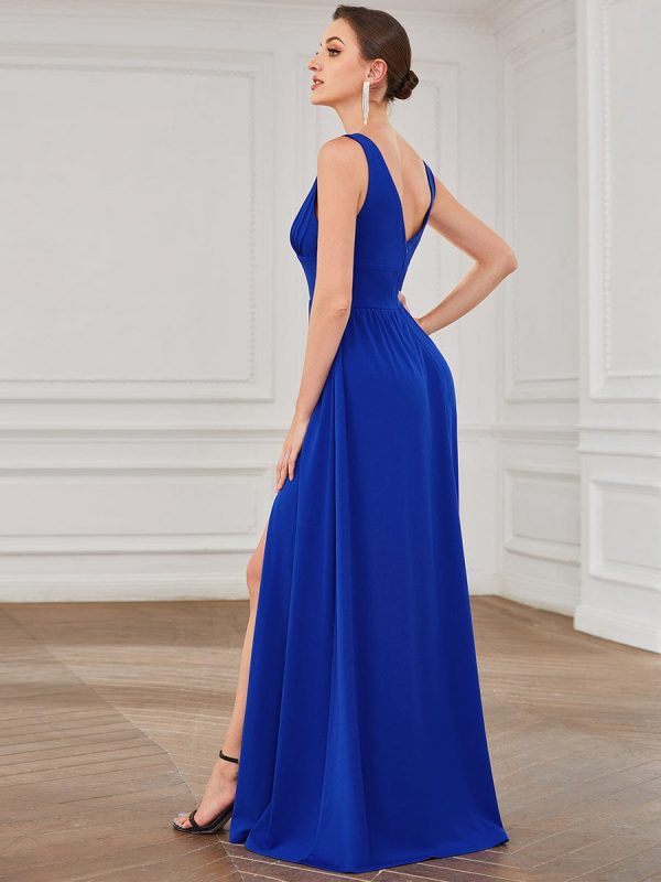 A Line Sleeveless Bridesmaid Dresses with Deep V Neck - Elegant and Stylish - Image 41