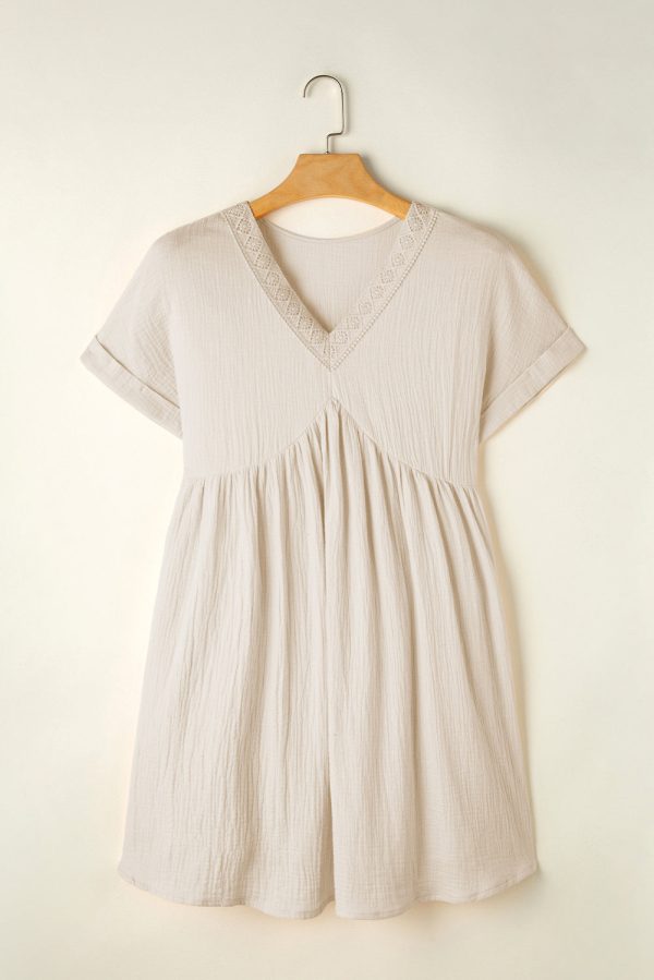 Casual Holiday Lace Stitching Waist V Neck Mini Dress - Image 13