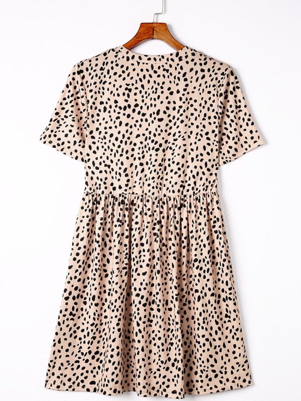 Temperament Floral Casual Strap Waist Round Neck Mini Dress - Image 19