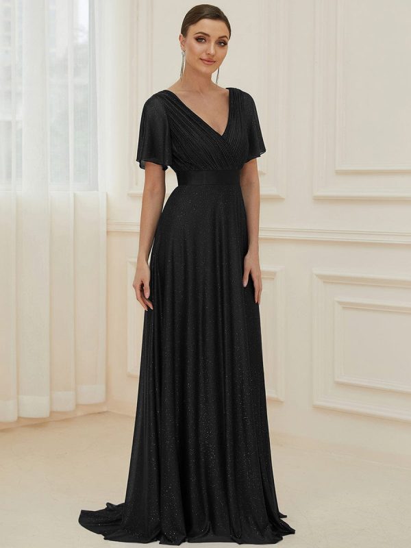 Adorable Plunging V-Neck Ribbon Belt Evening Gown - Image 16