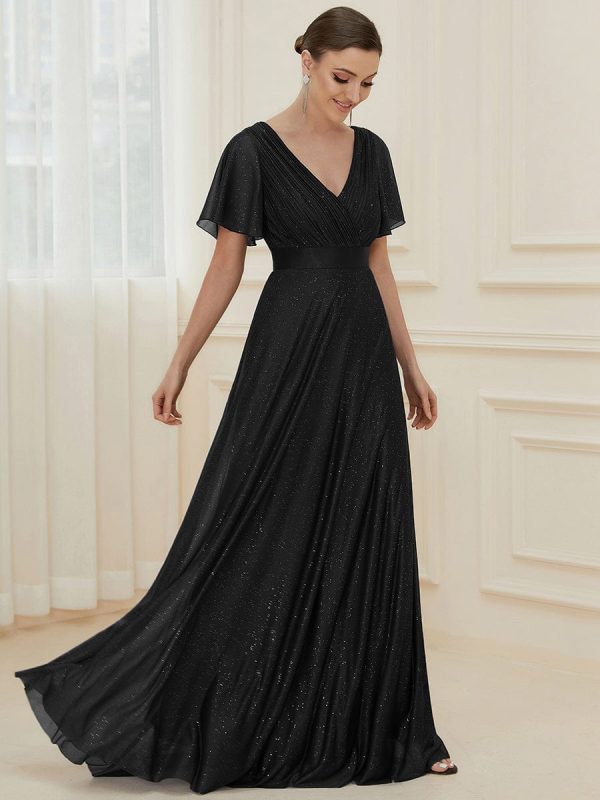 Adorable Plunging V-Neck Ribbon Belt Evening Gown - Image 18