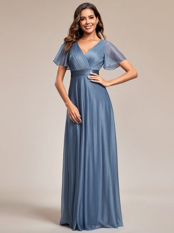Adorable Plunging V-Neck Ribbon Belt Evening Gown - Image 31