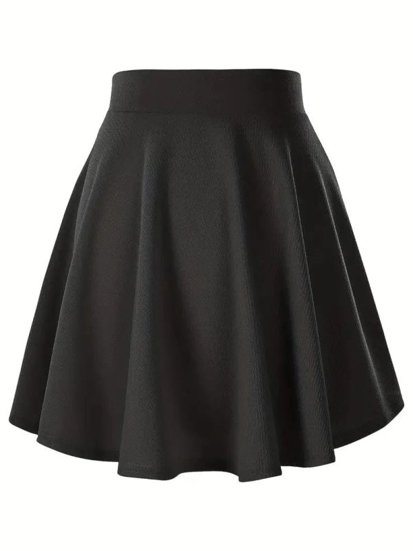 Casual Solid High Waist Pleated Skate Skirt Mini Dress - Image 3
