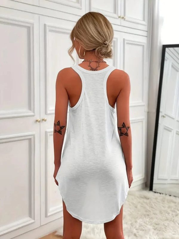 Casual Solid Sleeveless Scoop Neck Mini Dress - Image 4