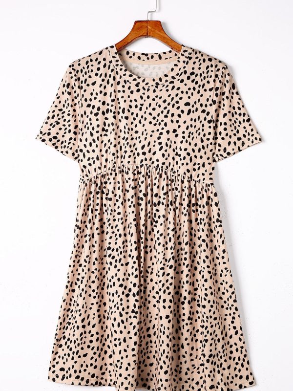 Temperament Floral Casual Strap Waist Round Neck Mini Dress - Image 17