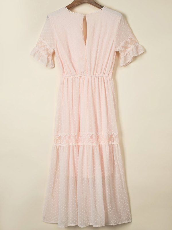 Solid Color V Neck Tie Half Sleeve Casual Dress - Image 15