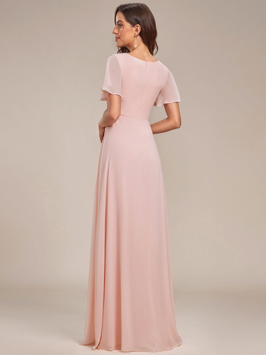 Chiffon Bridesmaid Dresses with Side Split V-Neck Ruching - Image 8