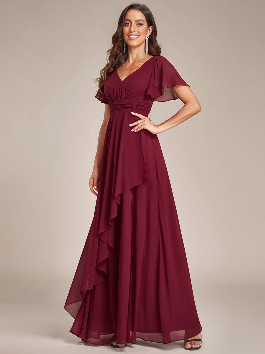 Chiffon Bridesmaid Dresses with Side Split V-Neck Ruching - Image 3