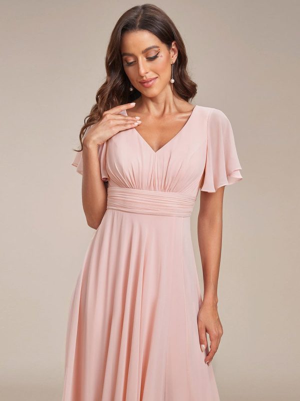 Chiffon Bridesmaid Dresses with Side Split V-Neck Ruching - Image 10