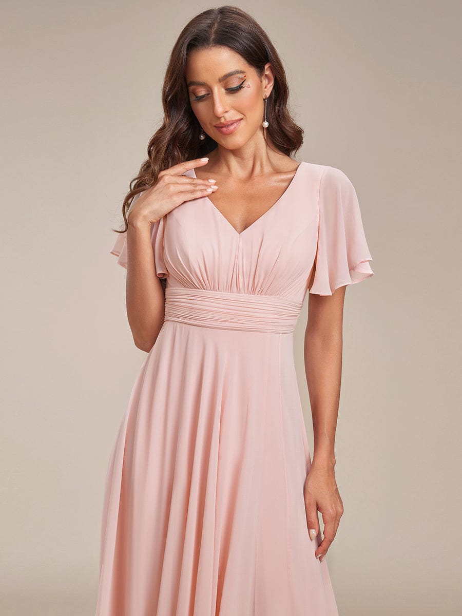 Chiffon Bridesmaid Dresses with Side Split V-Neck Ruching - Image 10