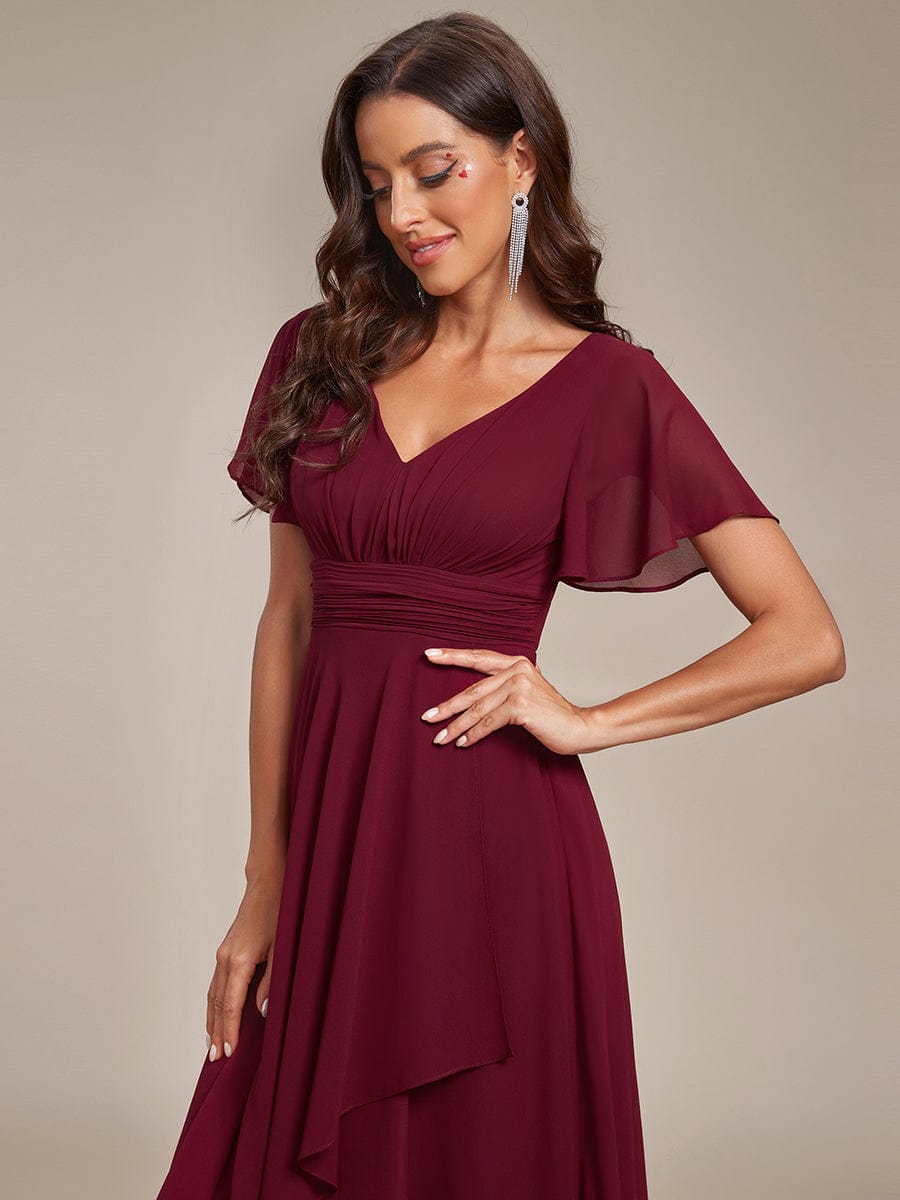 Chiffon Bridesmaid Dresses with Side Split V-Neck Ruching - Image 5