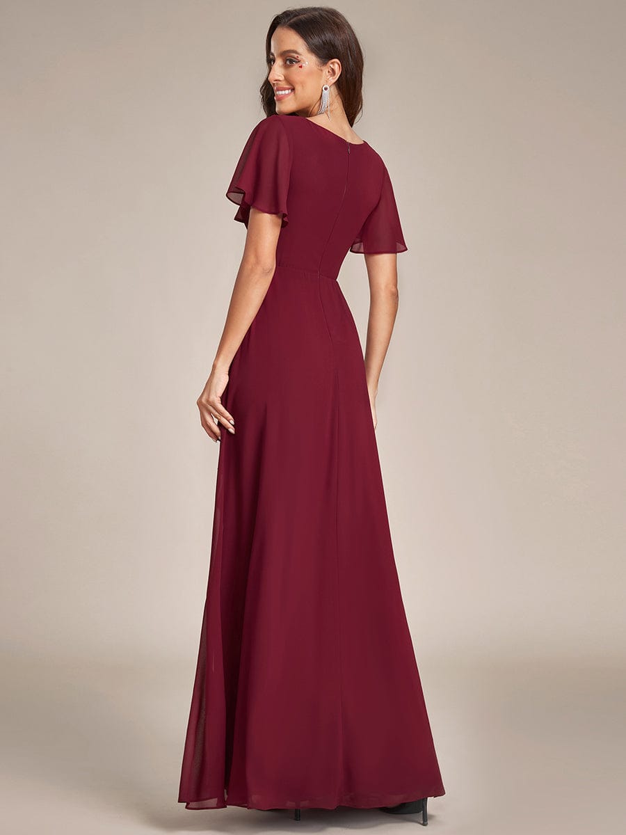 Chiffon Bridesmaid Dresses with Side Split V-Neck Ruching - Image 2