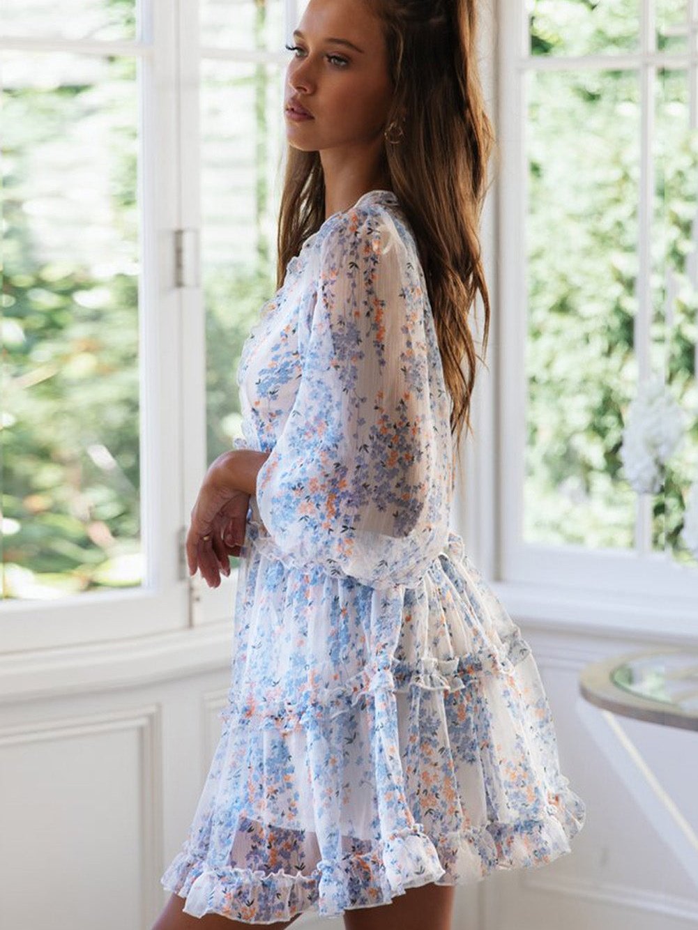 One Shoulder Comfortable And Casual Mini Dress A-Line Gypsy Bishop Poet Straight Across Off-Shoulder Paneled Dress - Image 16