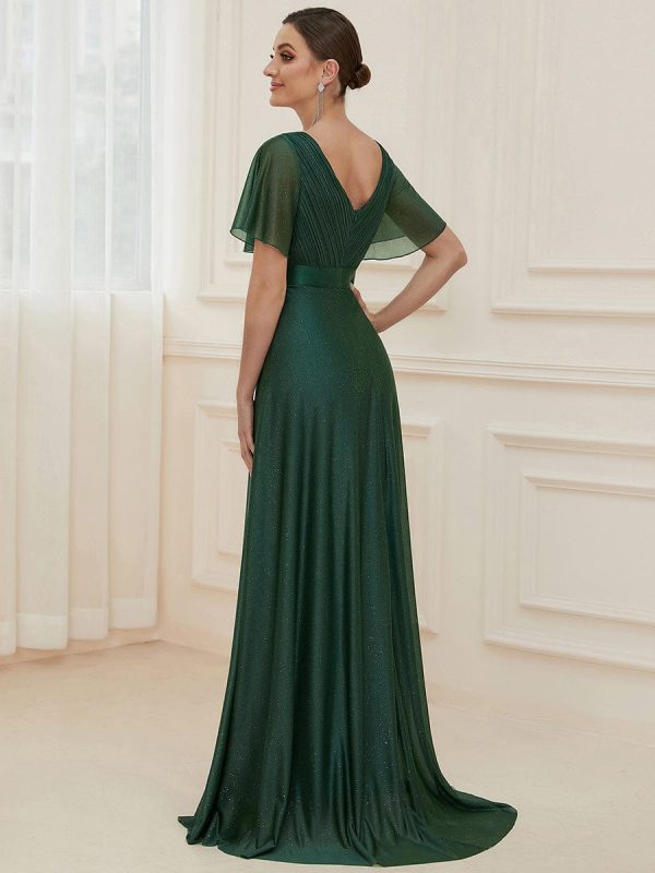 Adorable Plunging V-Neck Ribbon Belt Evening Gown - Image 12