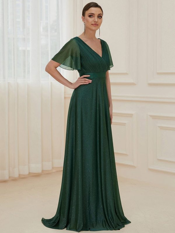 Adorable Plunging V-Neck Ribbon Belt Evening Gown - Image 13