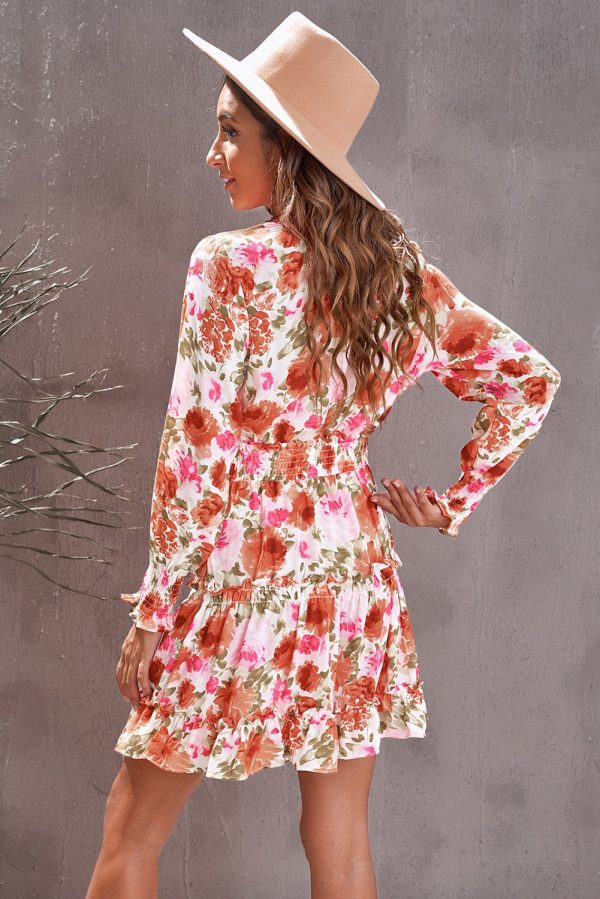 Casual Print Knee Long Sleeve Tunic Dresses - Image 5