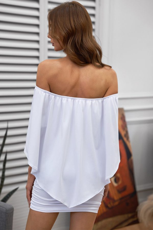 One shoulder Waisted Three-quarter Sleeve Dress - Image 3