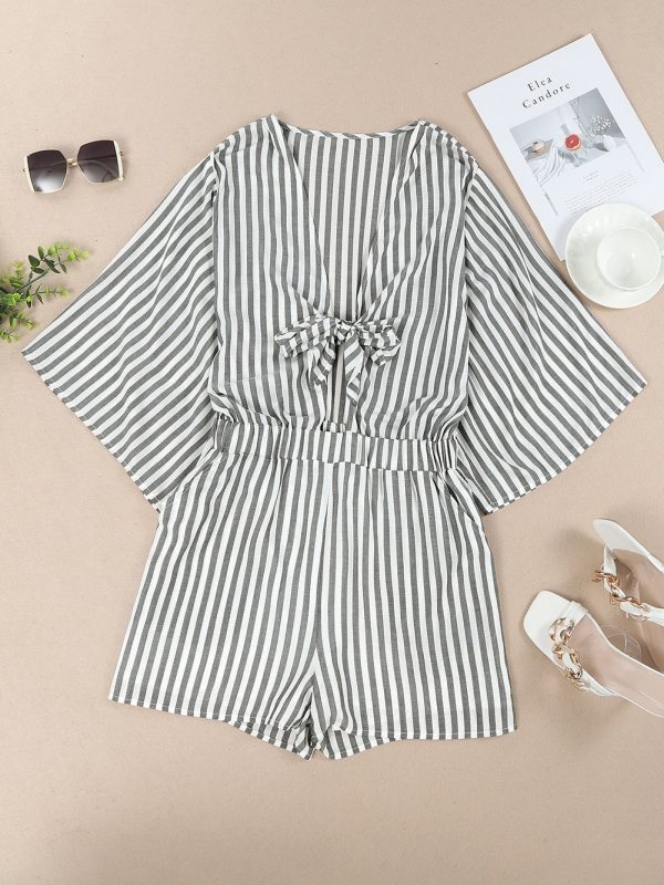 Check Print Buttons Lace-Up Shirt Dress - Image 11