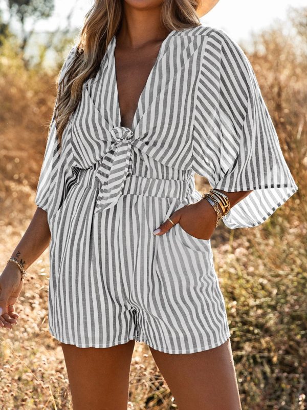 Check Print Buttons Lace-Up Shirt Dress - Image 10