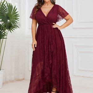 Elegant Deep V-Neck A-Line Evening Gown with Sheer Sleeves