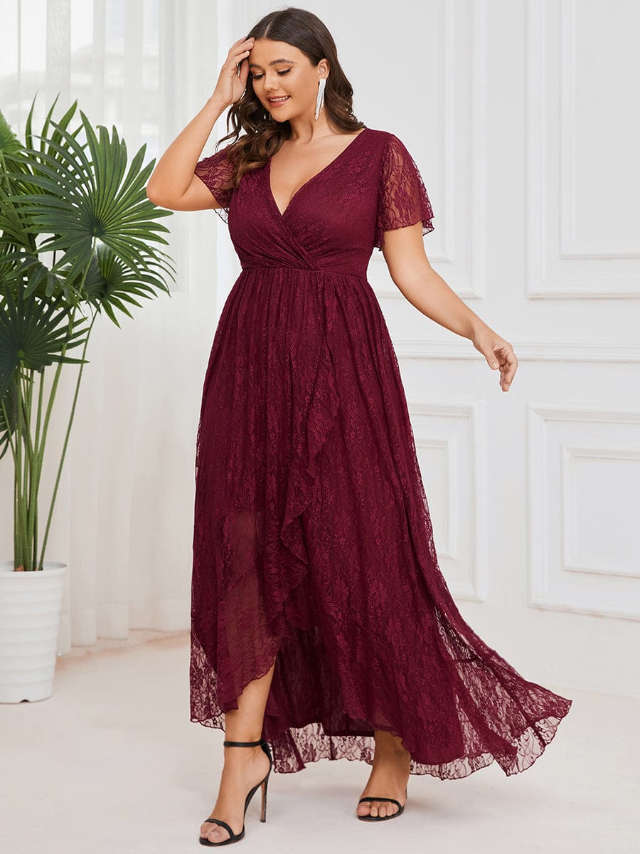 Elegant Deep V-Neck A-Line Evening Gown with Sheer Sleeves - Image 4
