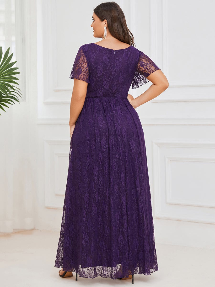 Elegant Deep V-Neck A-Line Evening Gown with Sheer Sleeves - Image 7