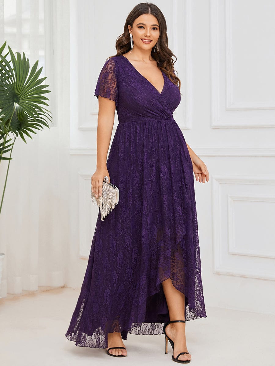 Elegant Deep V-Neck A-Line Evening Gown with Sheer Sleeves - Image 8