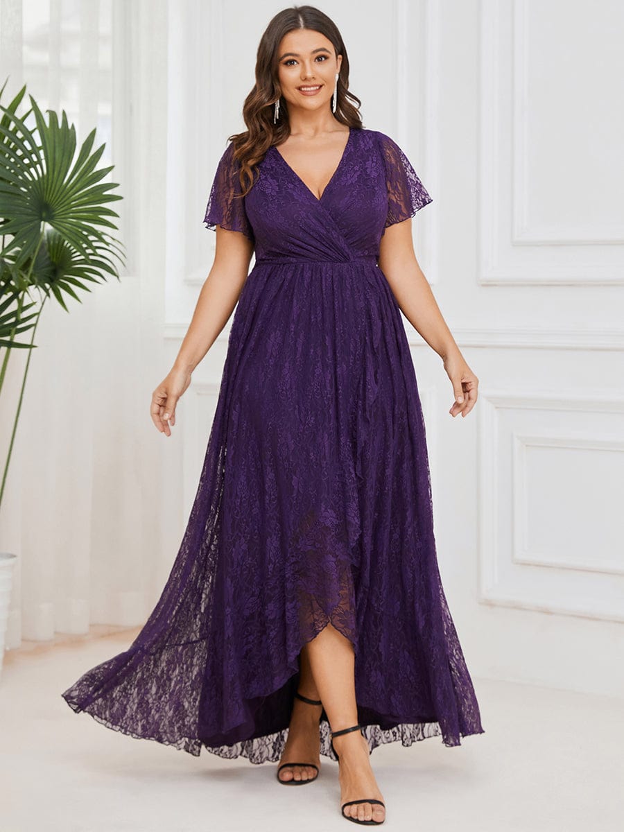 Elegant Deep V-Neck A-Line Evening Gown with Sheer Sleeves - Image 9