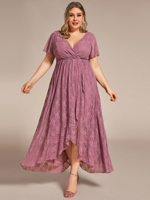 Elegant Deep V-Neck A-Line Evening Gown with Sheer Sleeves - Image 21