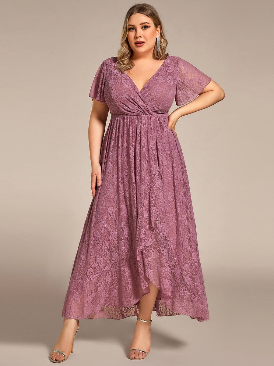 Elegant Deep V-Neck A-Line Evening Gown with Sheer Sleeves - Image 27