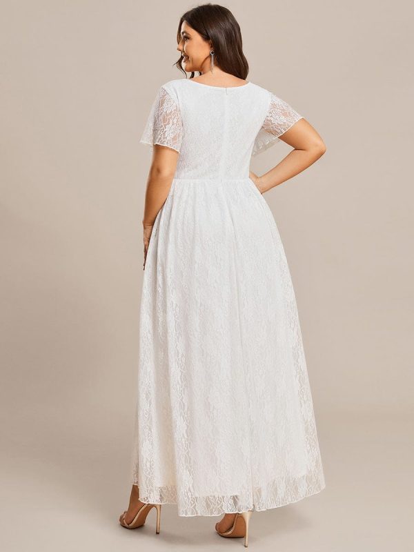 Elegant Deep V-Neck A-Line Evening Gown with Sheer Sleeves - Image 29