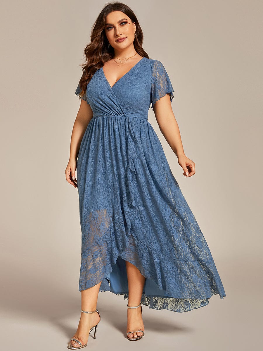 Elegant Deep V-Neck A-Line Evening Gown with Sheer Sleeves - Image 34
