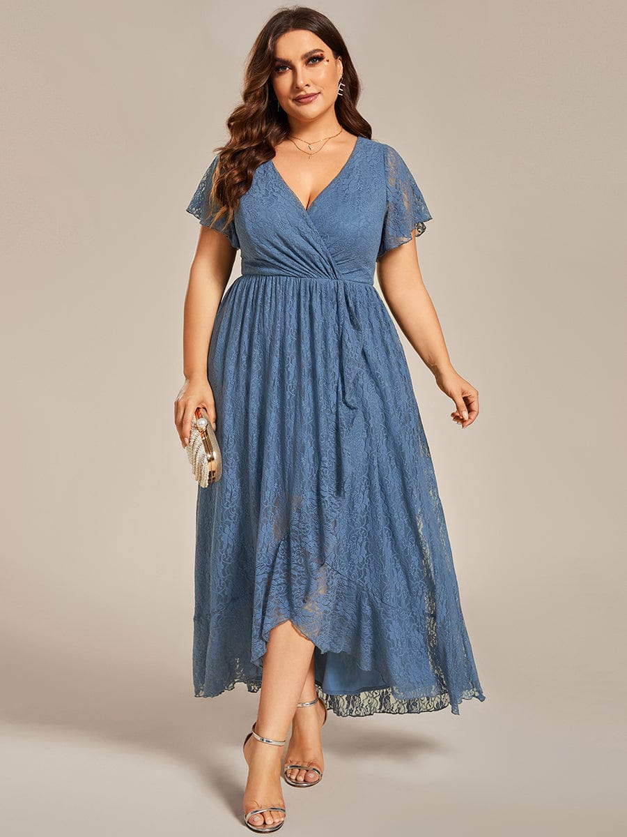 Elegant Deep V-Neck A-Line Evening Gown with Sheer Sleeves - Image 35