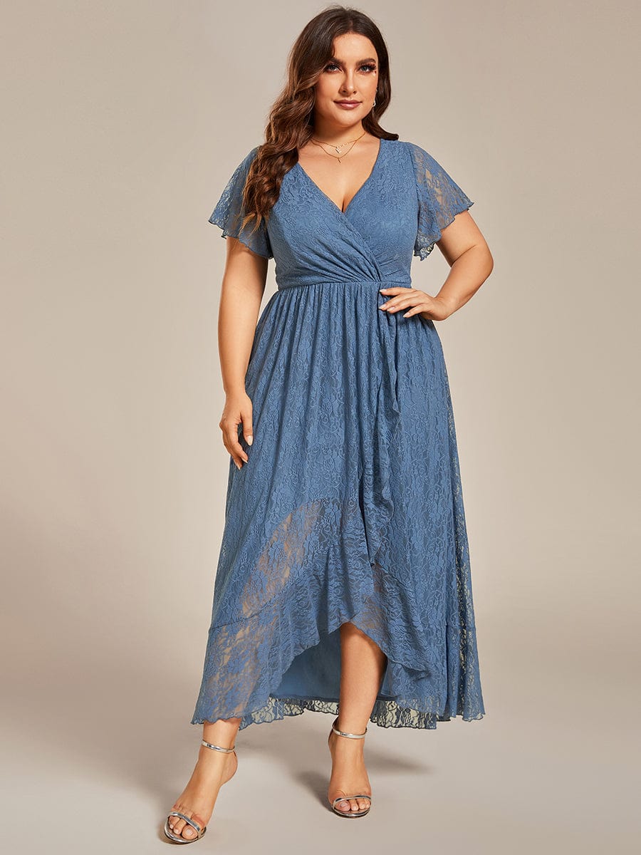 Elegant Deep V-Neck A-Line Evening Gown with Sheer Sleeves - Image 36