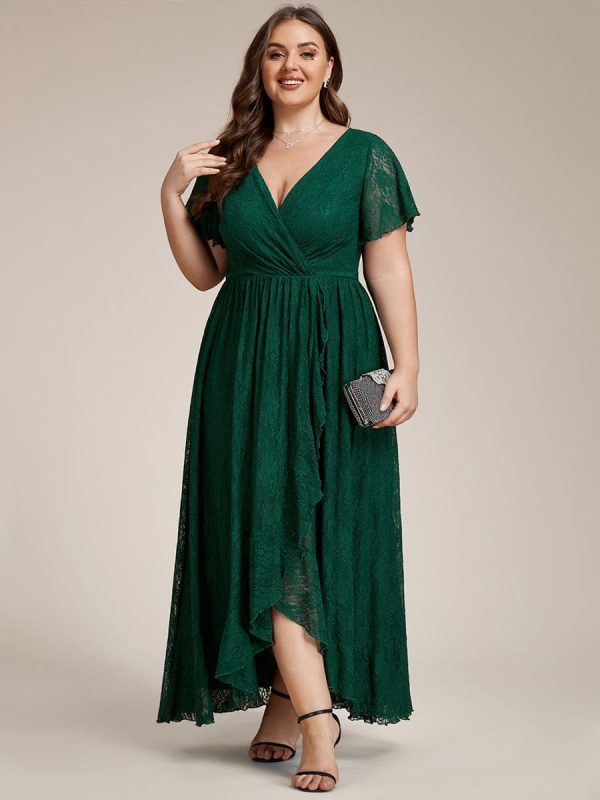 Elegant Deep V-Neck A-Line Evening Gown with Sheer Sleeves - Image 39