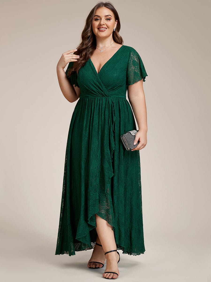 Elegant Deep V-Neck A-Line Evening Gown with Sheer Sleeves - Image 39