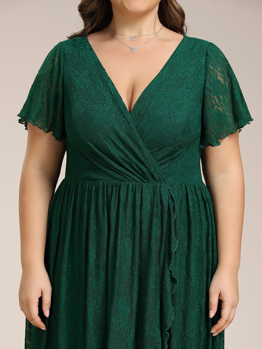 Elegant Deep V-Neck A-Line Evening Gown with Sheer Sleeves - Image 40