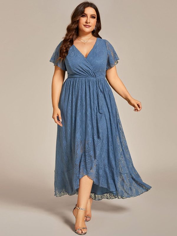 Elegant Deep V-Neck A-Line Evening Gown with Sheer Sleeves - Image 42