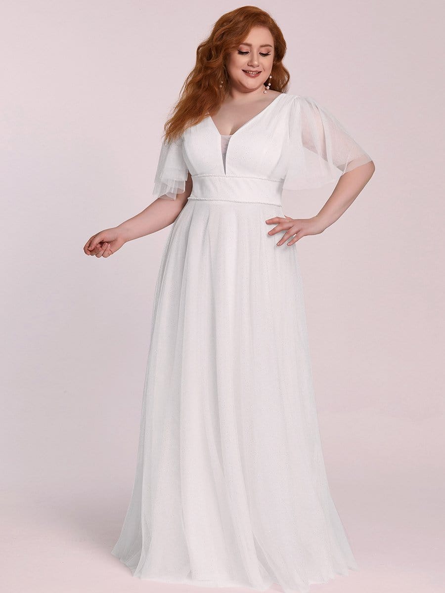 Elegant Golden Stamped Ruffle Sleeve Evening Gown - Image 25