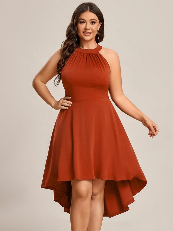 Elegant Halter Neck Midi Cocktail Dress for Plus Sizes - Image 21