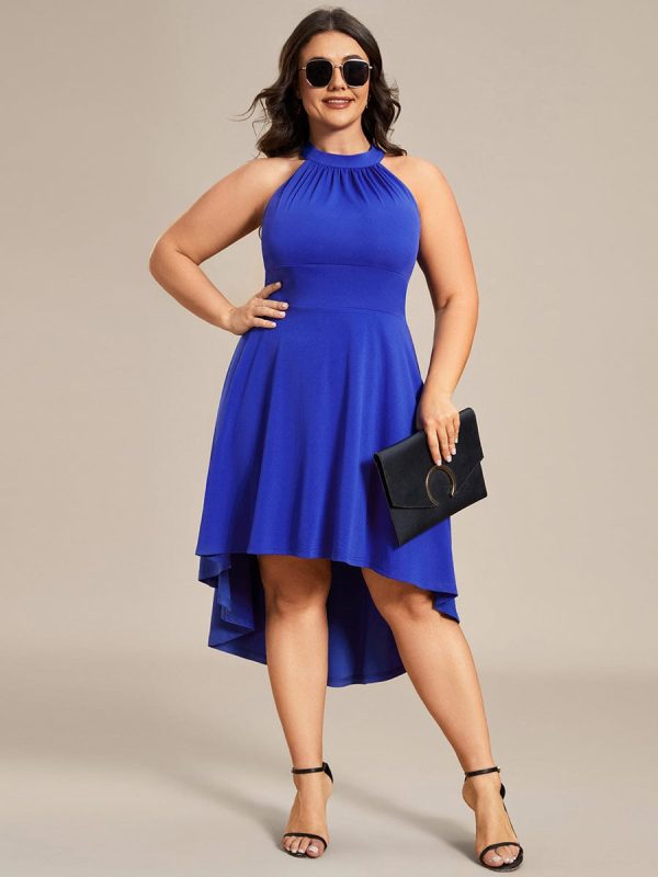 Elegant Halter Neck Midi Cocktail Dress for Plus Sizes - Image 40