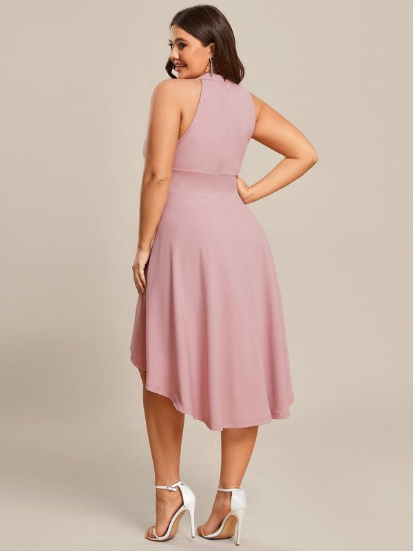 Elegant Halter Neck Midi Cocktail Dress for Plus Sizes - Image 13
